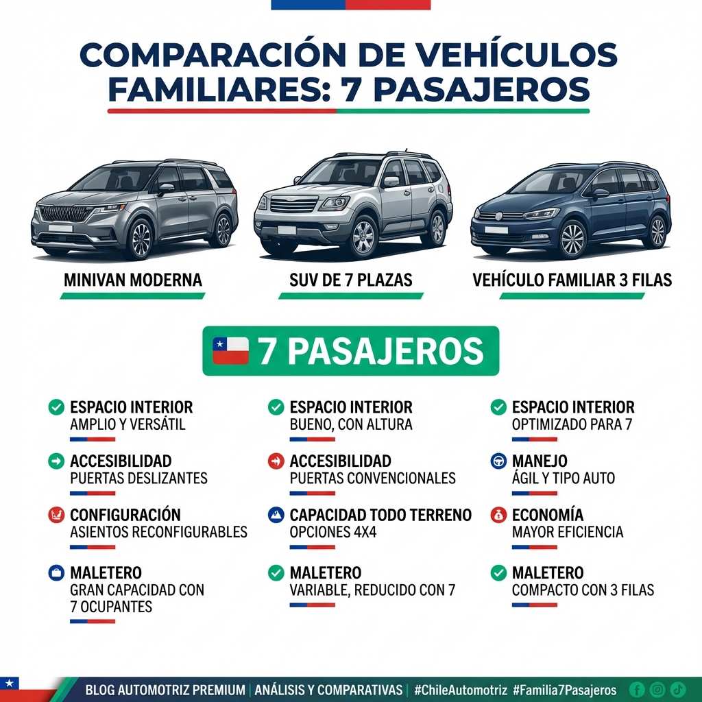 Mejores autos de 7 pasajeros en Chile 2026: Top 10